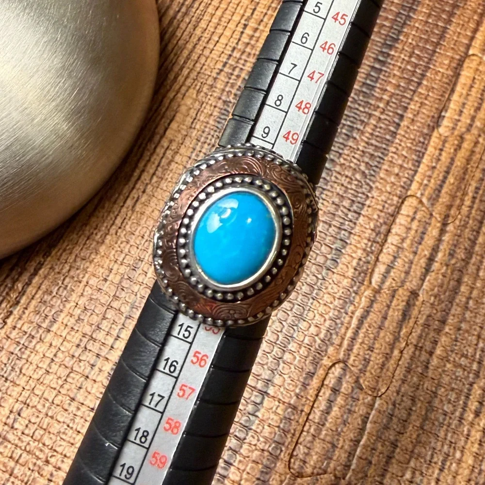 Western Mixed Metal Turquoise Ring | 6